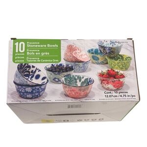 Colorful Stoneware Bowls Set 10 Piece